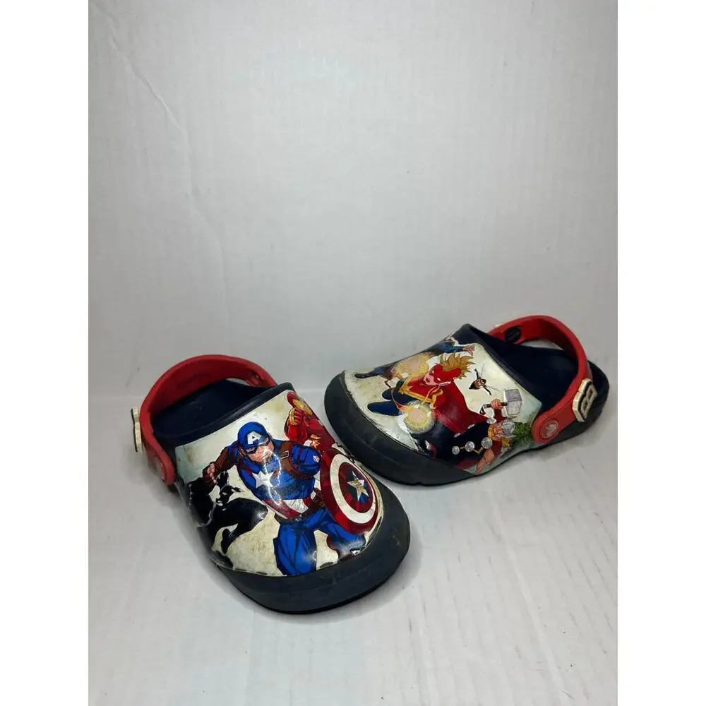 Crocs Kids Youth Size 12 Slip On Round Toe Marvel Avengers Clog Slippers Blue